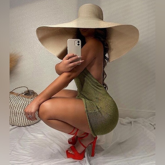 Fashion nova Watching Sunsets Crochet Cover Up Dress - Olive - Picture 1 of 9